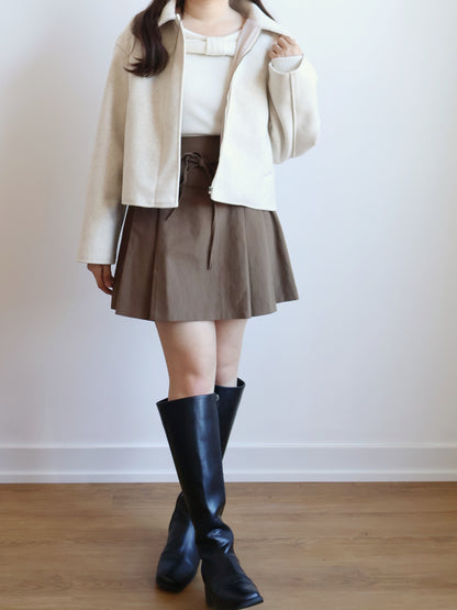 Sleek Zip-up Wool Coat