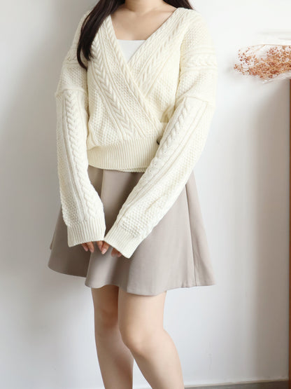 [2-WAYS] Elsa Cable Knit Oversized Cardigan(Cream)