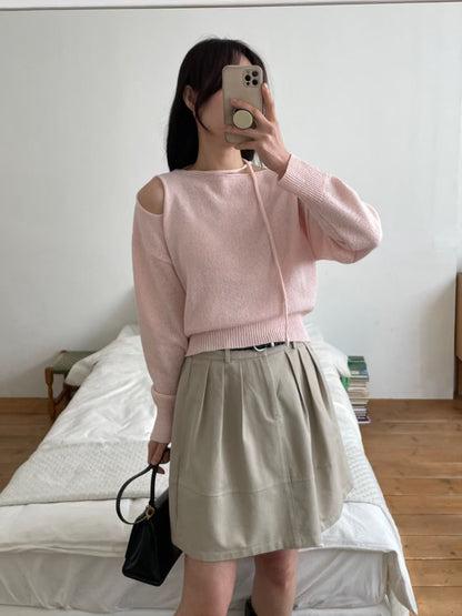 Romance Choker Slit Knit Top(4 colors)