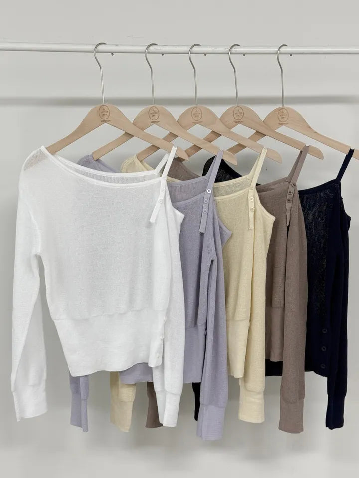 The Chérie One-Shoulder Knit Top(5 colors)