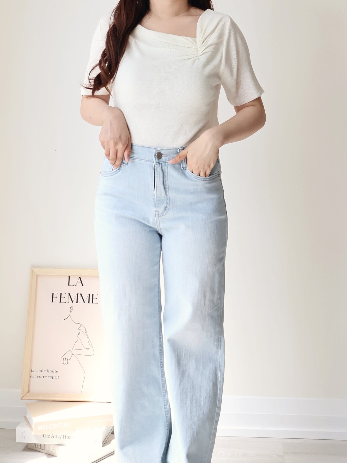 2-Way Elegant Tiered Pleat Ice Silk Knit Top(Ivory)