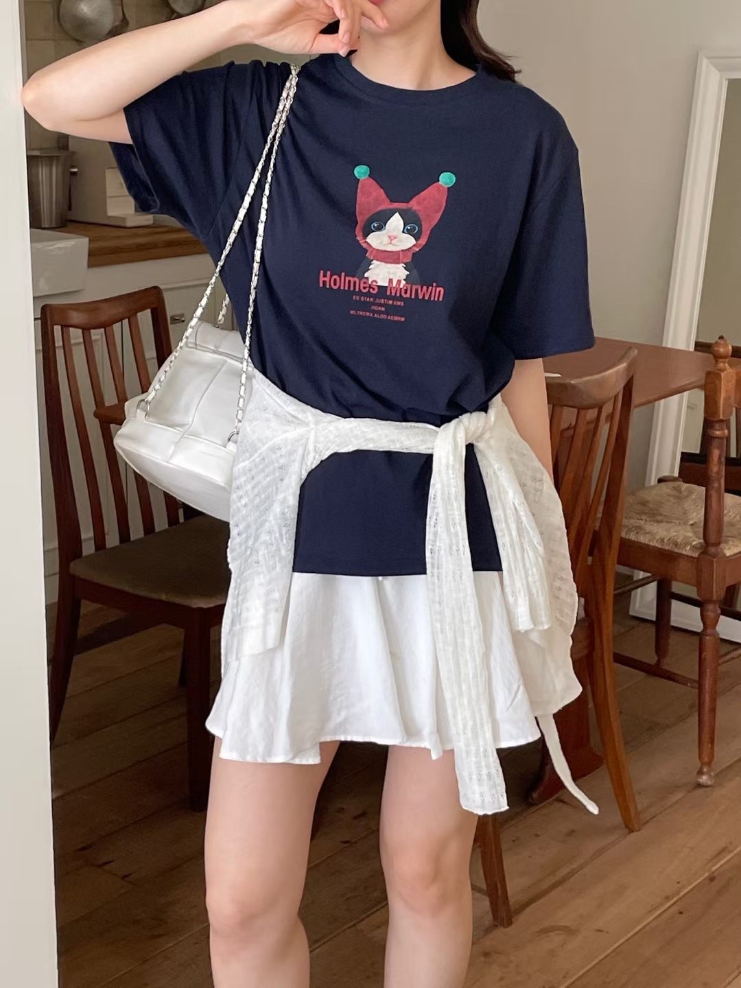 Oversized Marvin Cat Graphic Cotton T-Shirt(3 Colors)