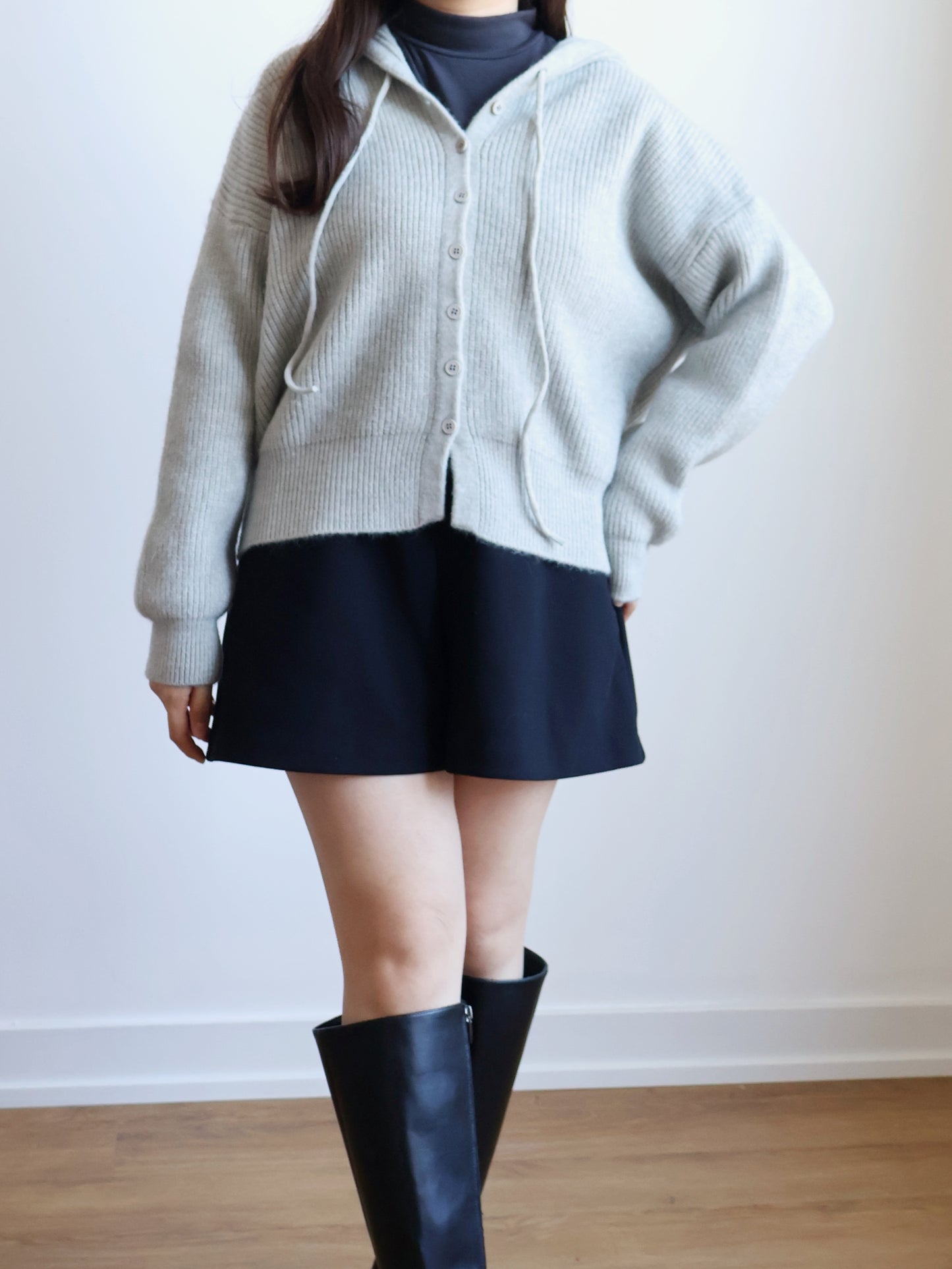Casual Button Hooded Knit Cardigan