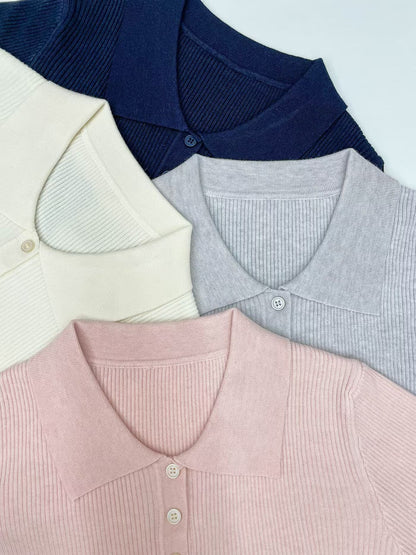 Casual Polo Knit Top(4 colors)