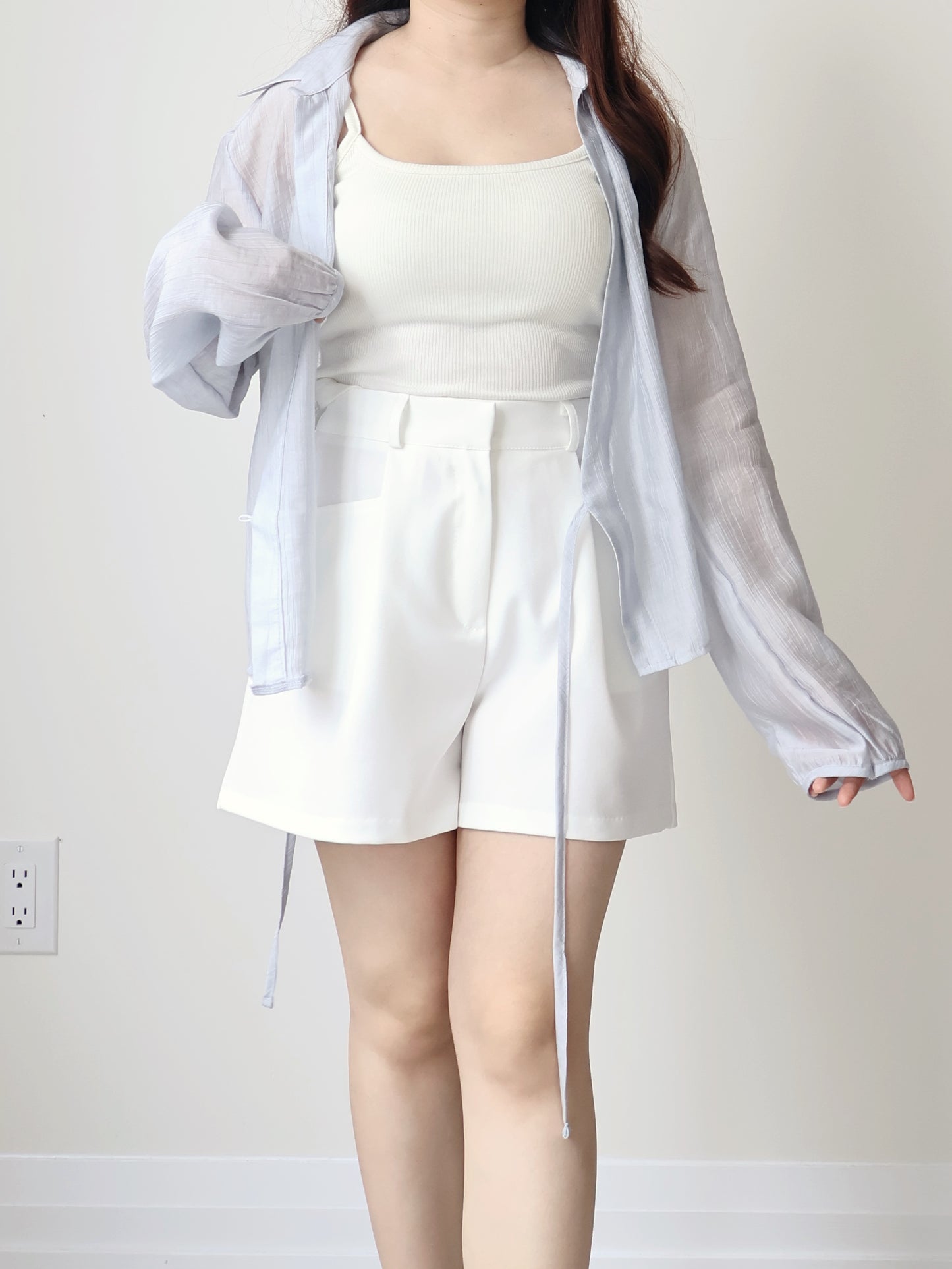 [Wrinkle-Free] French Wrap Misty Sheer Blouse(2 colors)