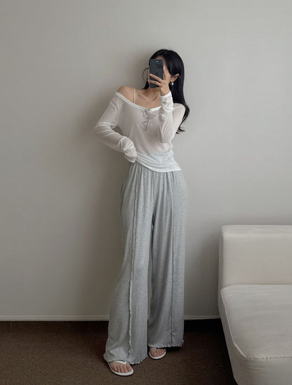 Crewneck Semi-Sheer Tencel UV Top(4 colors)