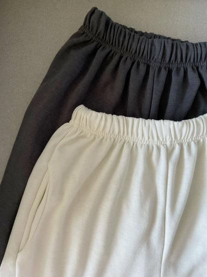 [3 Lengths] Everyday Relaxed Wide-Leg Cotton Pants with Pockets(Charcoal)