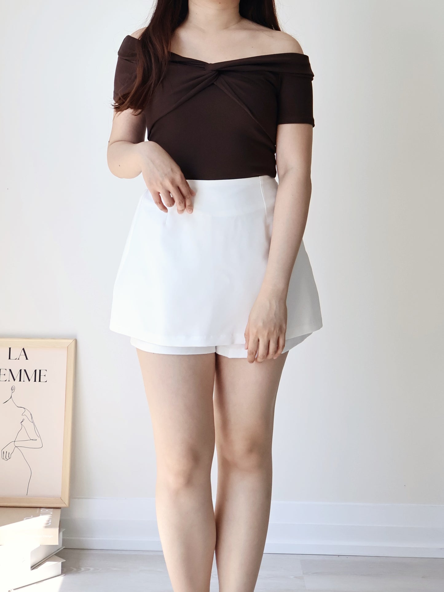 +5cm Leg-Elongating A-Line Tailored Skort(Ivory)