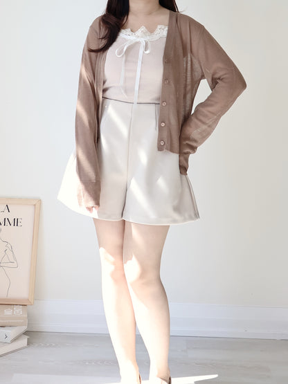 Featherlight Airy Ice-Silk UV-Block Knit Cardigan(Brown)