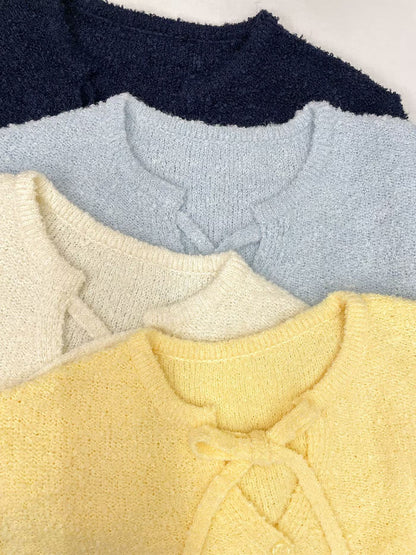 Chic Bow Bouclé Cardigan(4 colors)