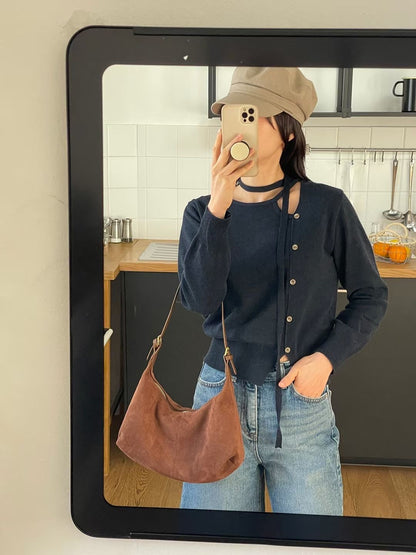 Romance Choker Slit Sweater(4 colors)