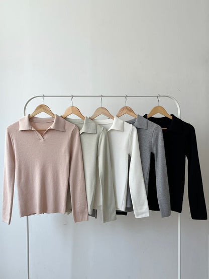 Chic Lapel Collar Soft Knit Top(5 colors)