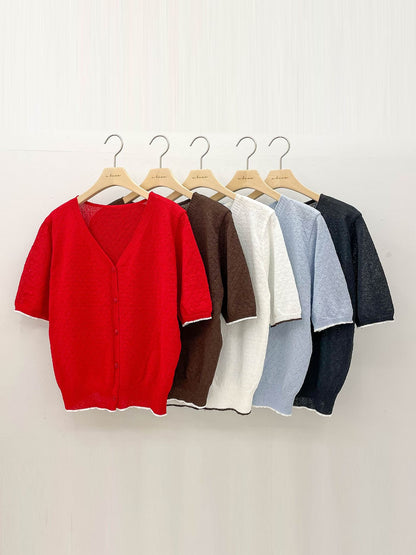 Lollipop Line V-Neck Knit Cardigan(5 colors)