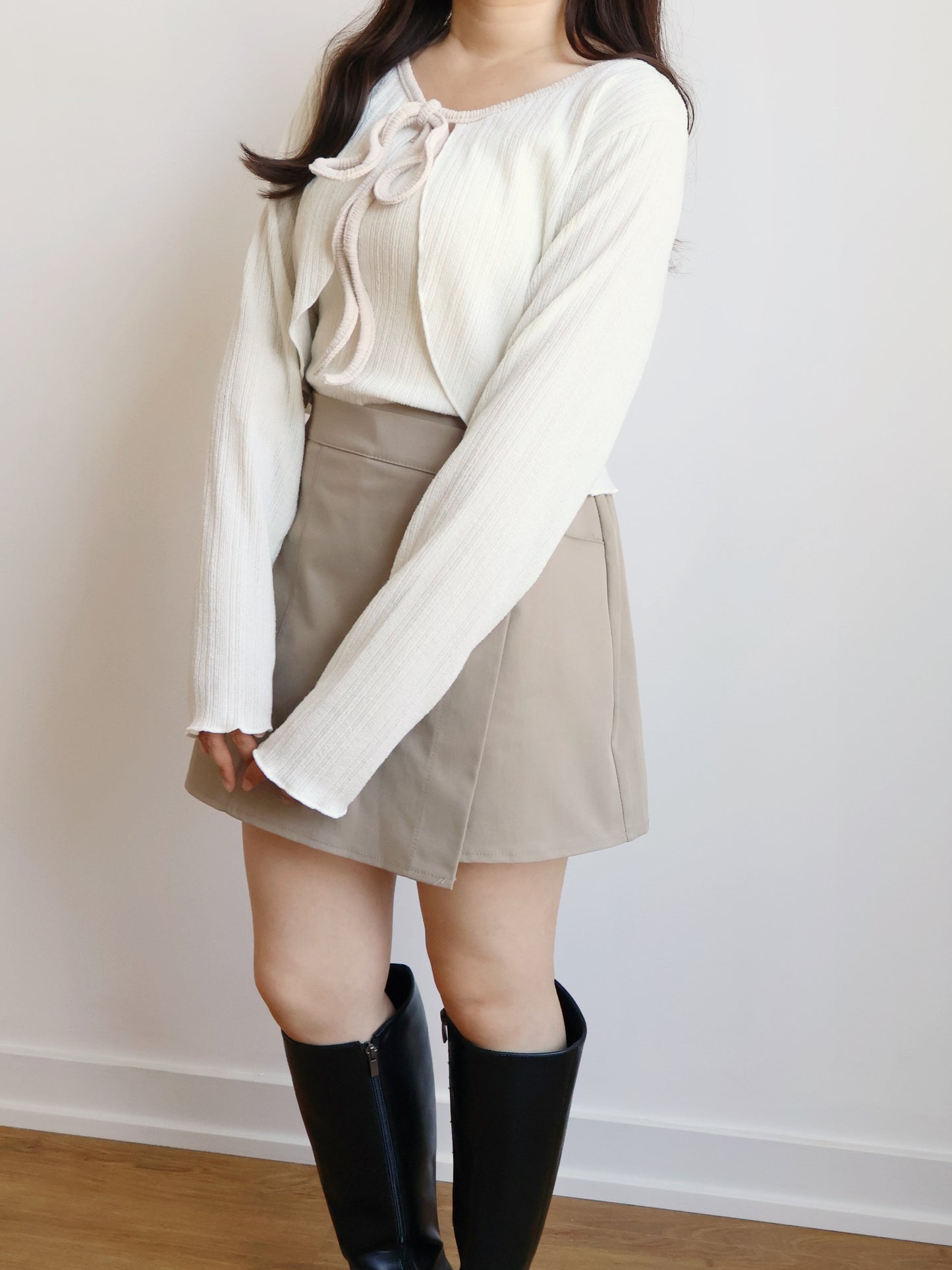 Milky Ribbon Two-Piece Set(Cream)