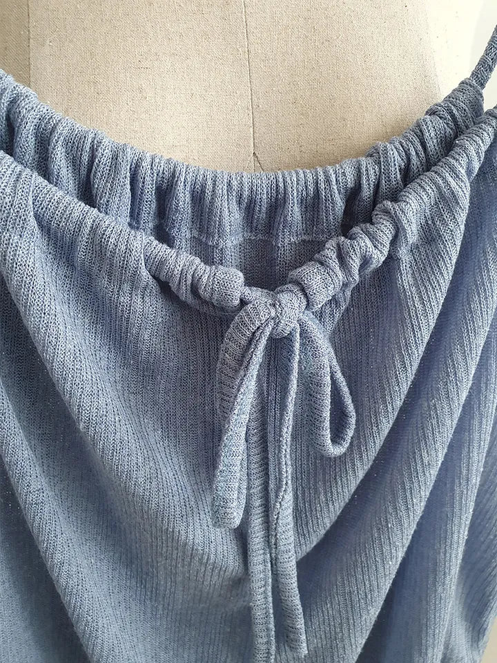 Airy Relaxed Linen Cami & Cardigan 2-Piece Set(Blue)
