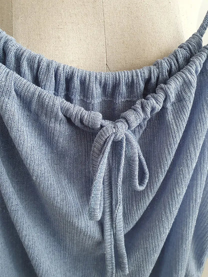 Airy Relaxed Linen Cami & Cardigan 2-Piece Set(Blue)