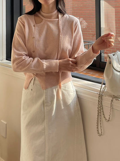 Romance Choker Slit Sweater(4 colors)