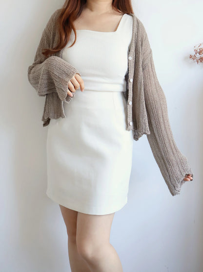 Cinnamon Stripe Draped Knit Cardigan(Brown)