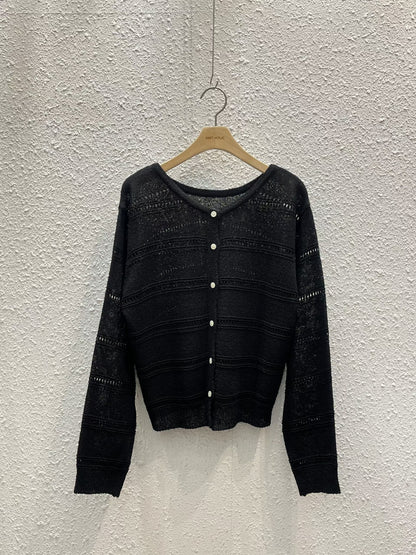 Delicate Hollow-Out Loose Knit Cardigan(5 colors)