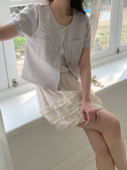 Elegant Fringed-Trim Tweed Jacket(3 Colors)