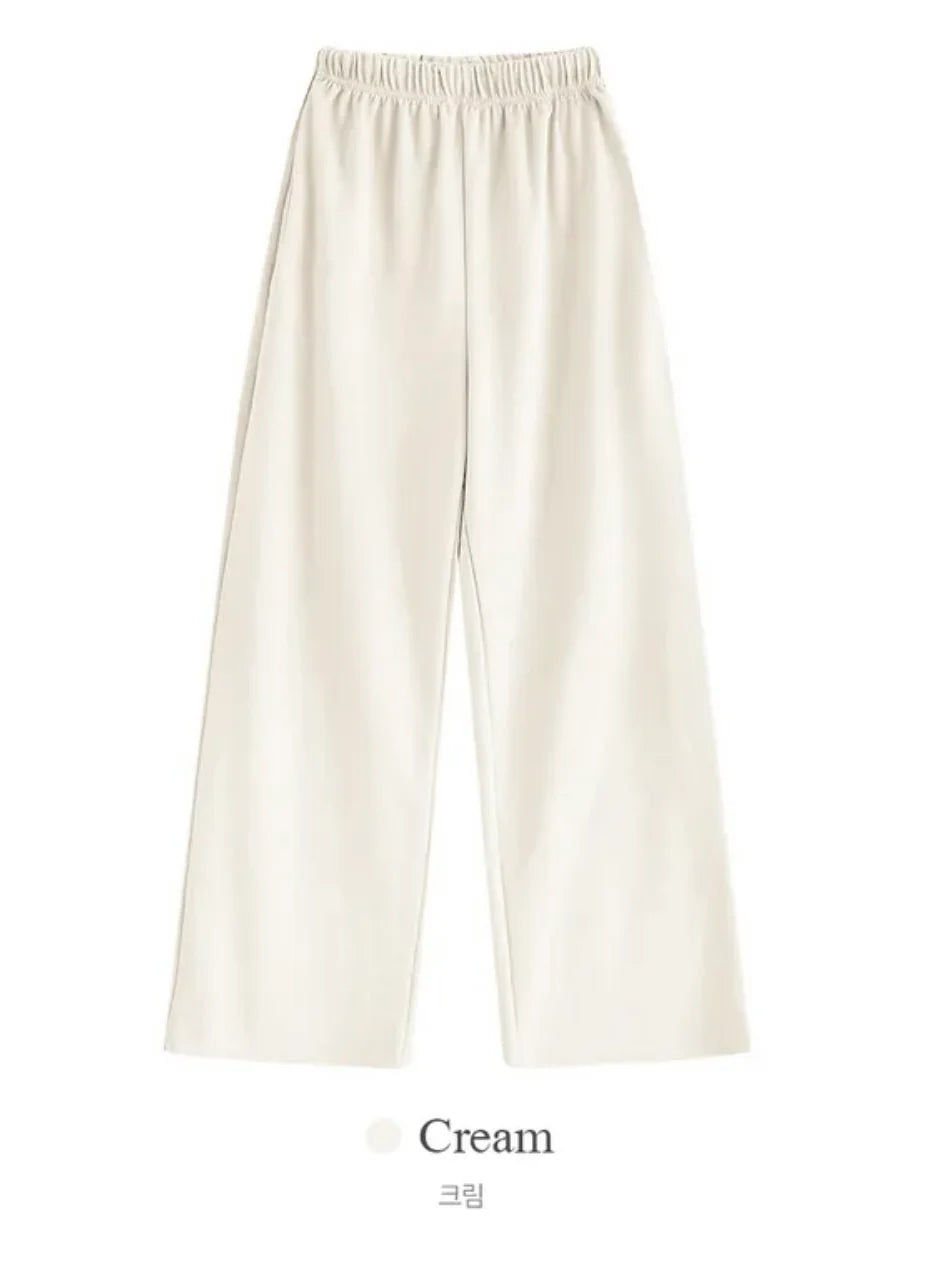 [3 Lengths] Everyday Relaxed Wide-Leg Cotton Pants with Pockets(Cream)