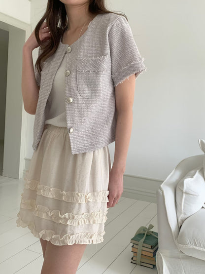 Elegant Fringed-Trim Tweed Jacket(3 Colors)