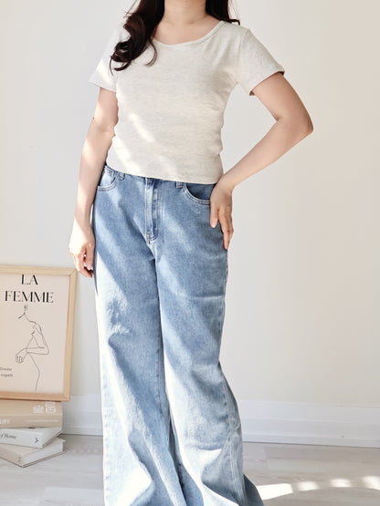 Everyday Breathable Waist-Contour Cotton Tee(4 colors)