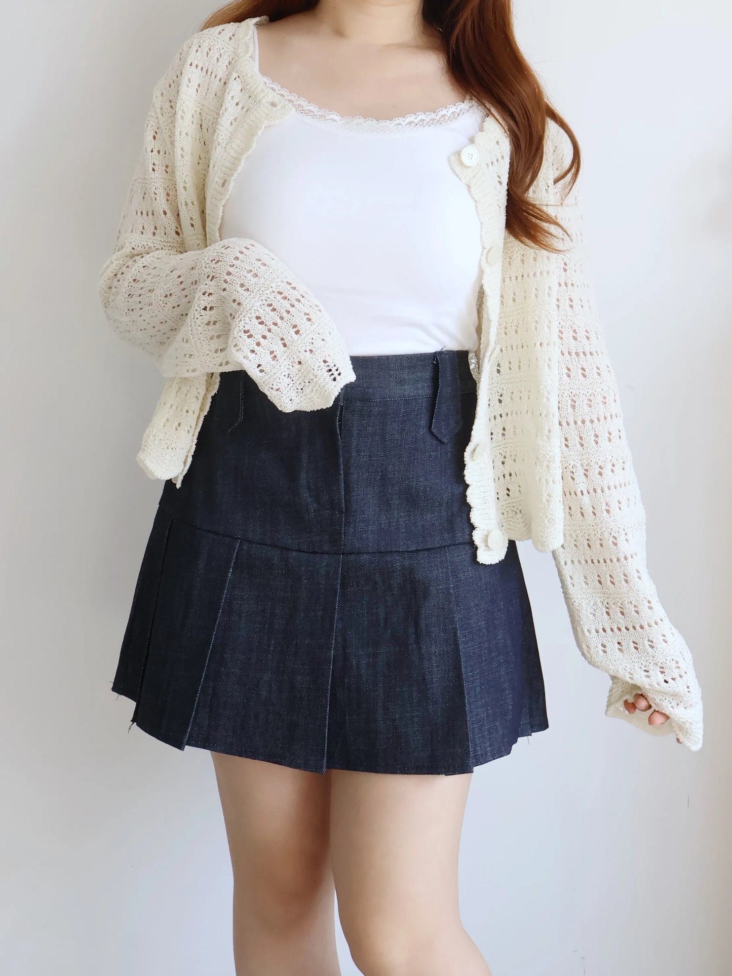 Romantic Lace-Trimmed Sheer Cardigan(Beige)