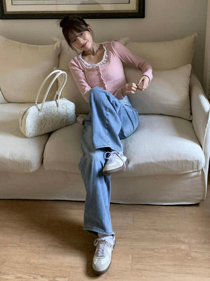 Balletcore Lace Faux-Layer Cropped Top(3 colors)