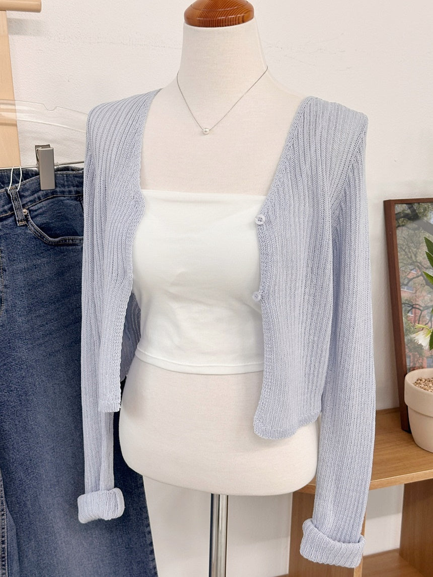 V Neck Two Buttons Knit Cardigan(5 Colors)