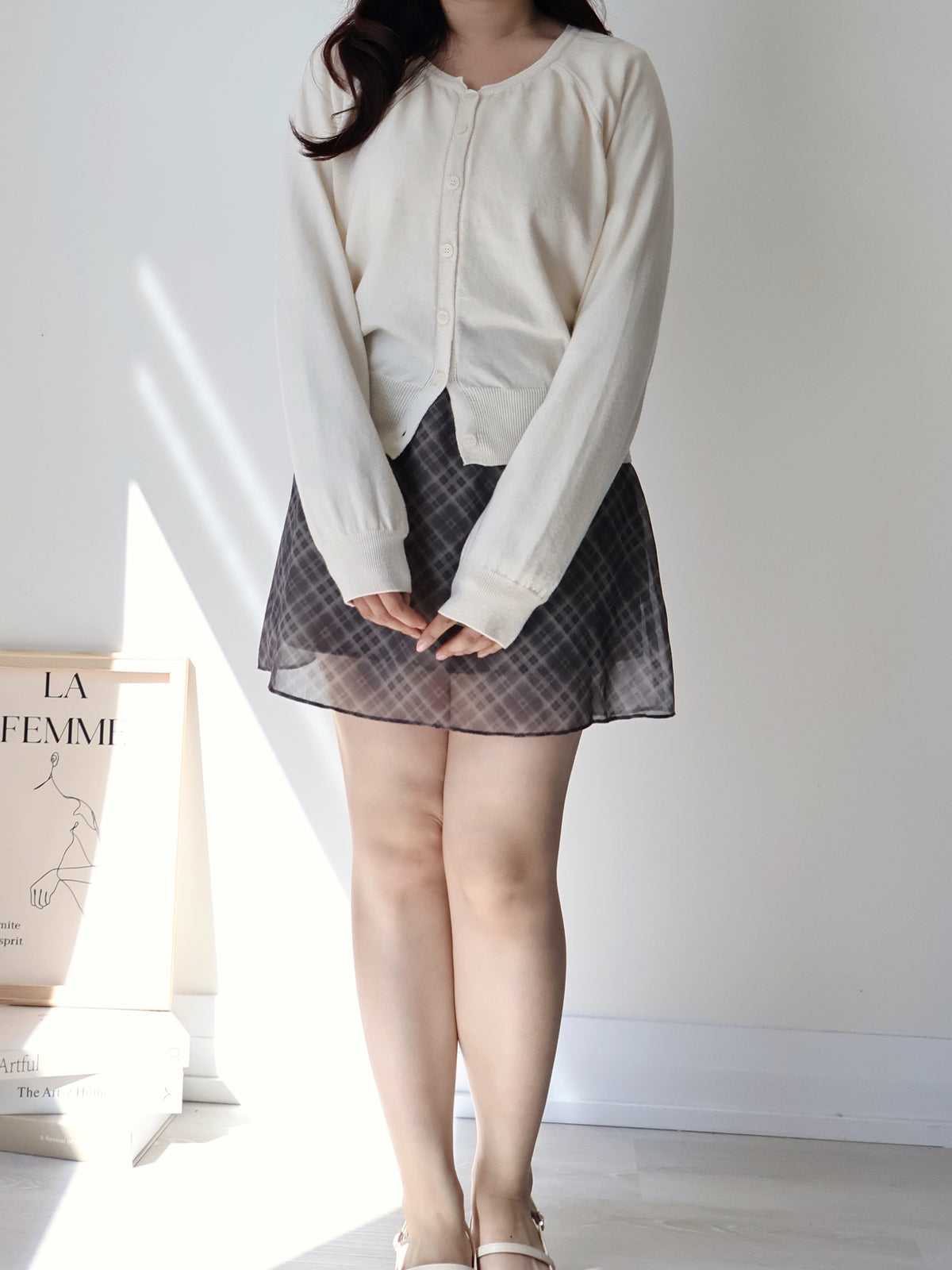 Premium Italian Cotton Soft-Touch Raglan Cardigan(Cream)