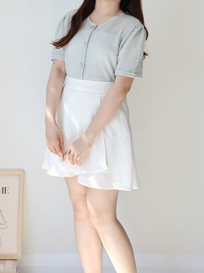 2-Way Elegant Textured Snowflake Cardigan(Greyish Mint)