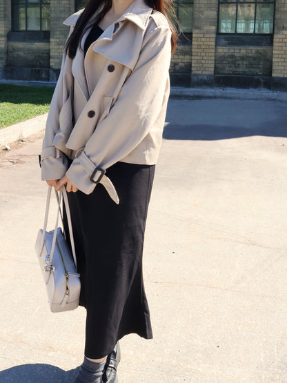 Classic Double-Row Button Oversized Trench Coat