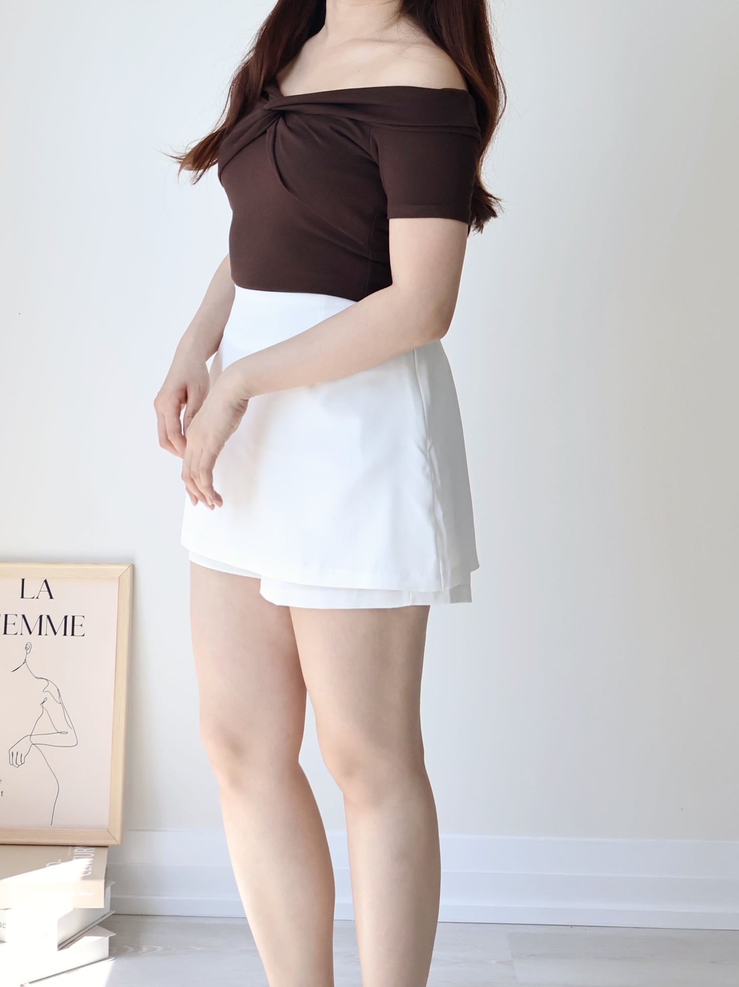 +5cm Leg-Elongating A-Line Tailored Skort(Ivory)