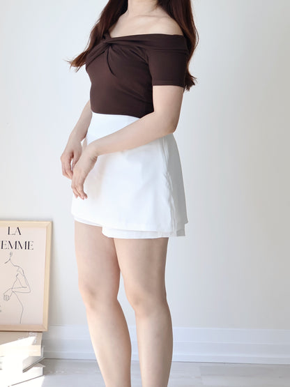 +5cm Leg-Elongating A-Line Tailored Skort(Ivory)