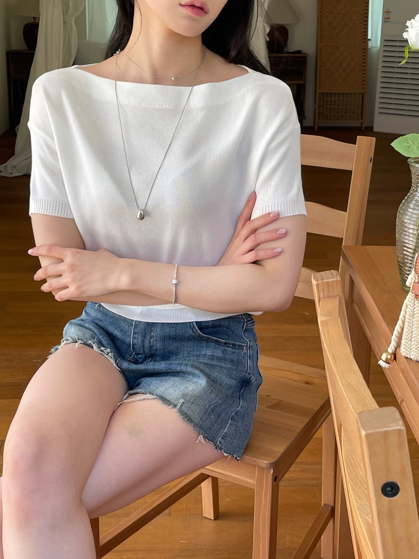 Slouchy Boatneck Knit Top(2 Colors)