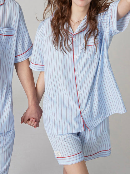Dossy Silk fit Stripe short sleeve pajamas set (In Stock, Size M)