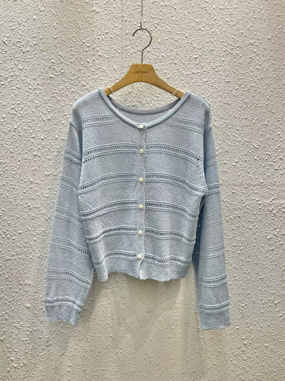 Delicate Hollow-Out Loose Knit Cardigan(5 colors)