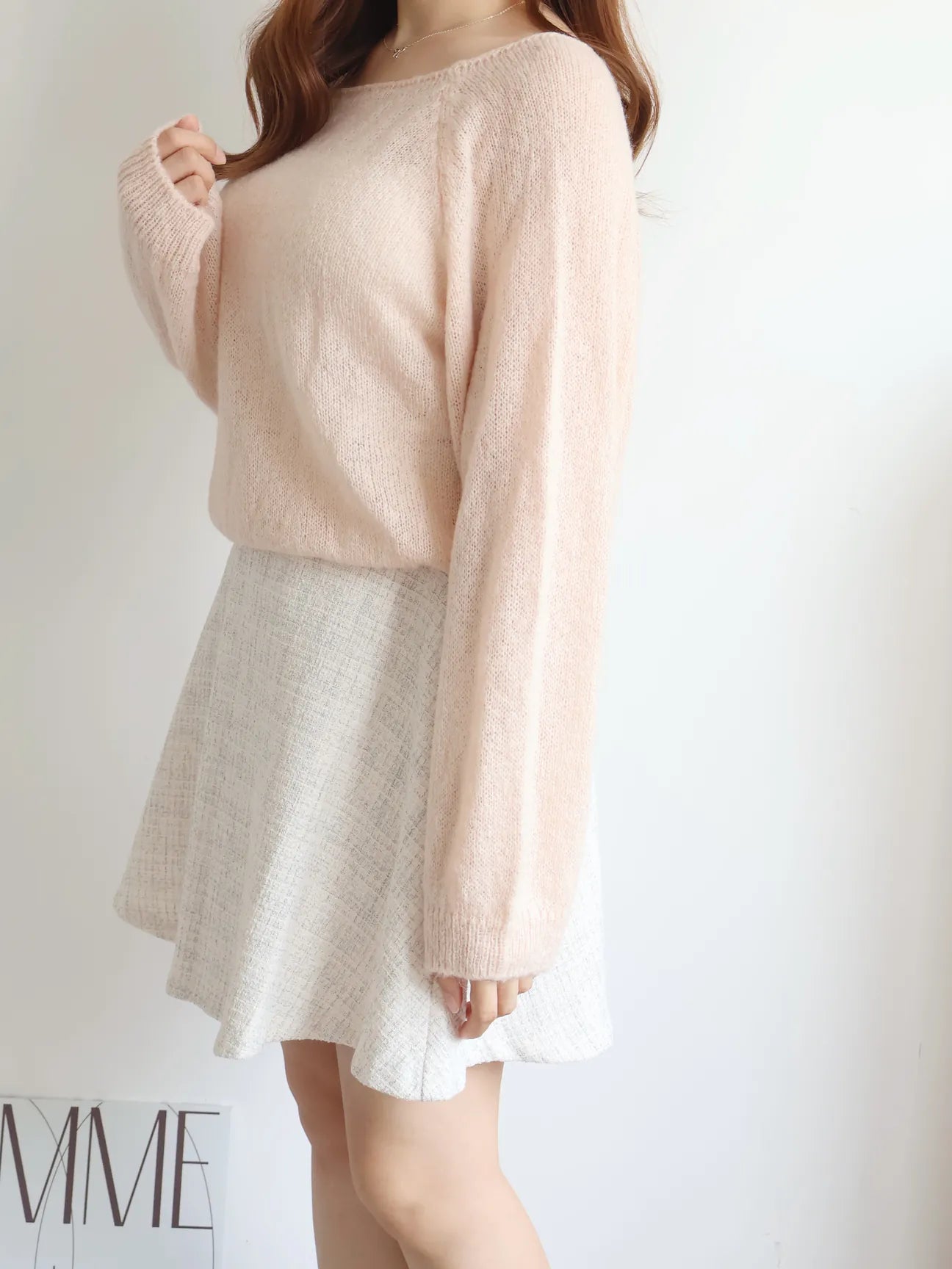 [8% Mohair] Cloud-Light Soufflé Sweater(Peach)