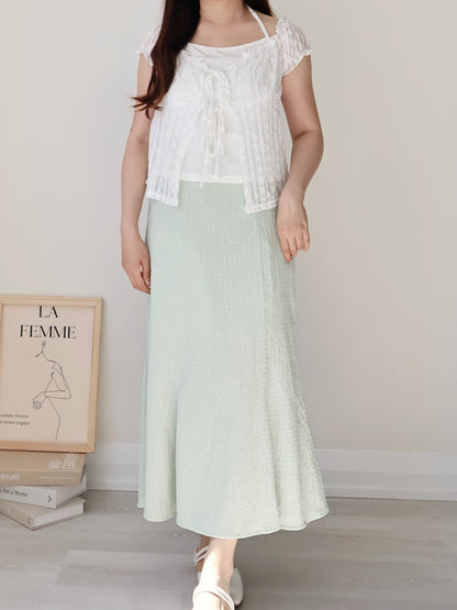 French Daisy Lace Layered Tie-Front Top(Ivory)