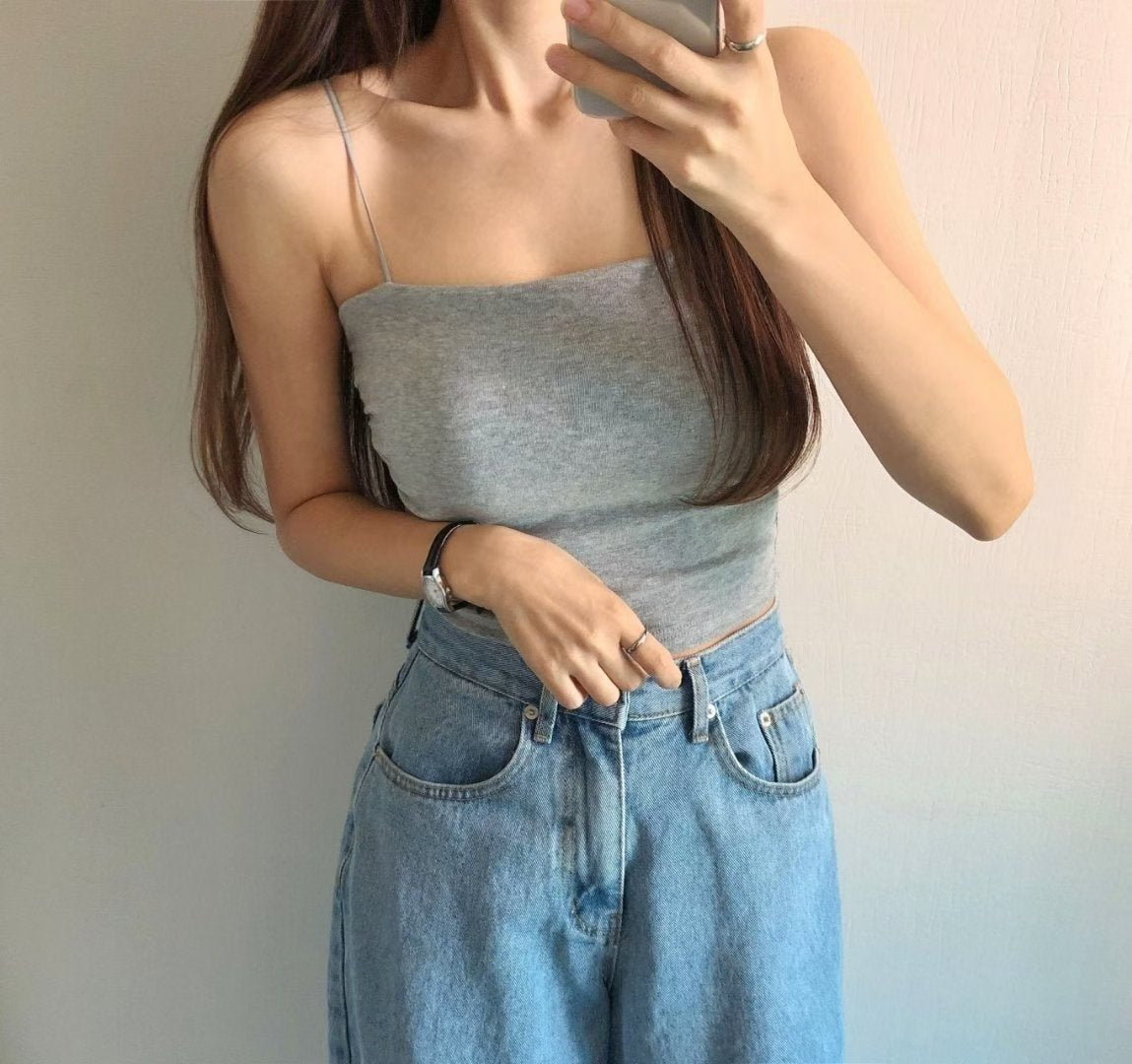 Everyday Straight-Neck Strap Cloud Touch Bra Top(4 Colors)