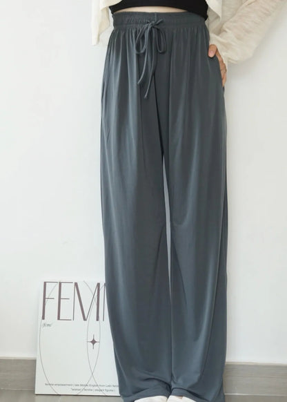 Airy Matte Breathable Wide-Leg Pants with Pockets(Charcoal)