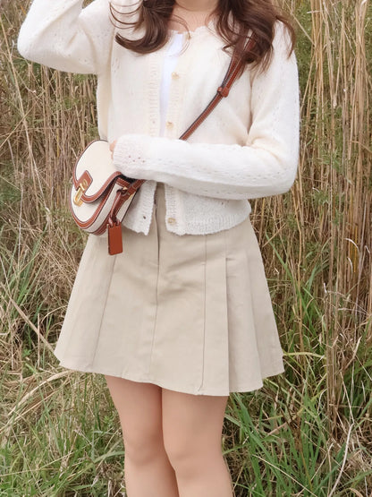 [25% WOOL] Sweet Lace Hollow-Out Cardigan(Cream)