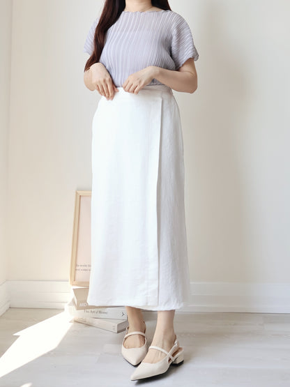 [Hip-Slimming✨] Minimalist Breathable Cotton-Linen H-Line Midi Skirt(Ivory)