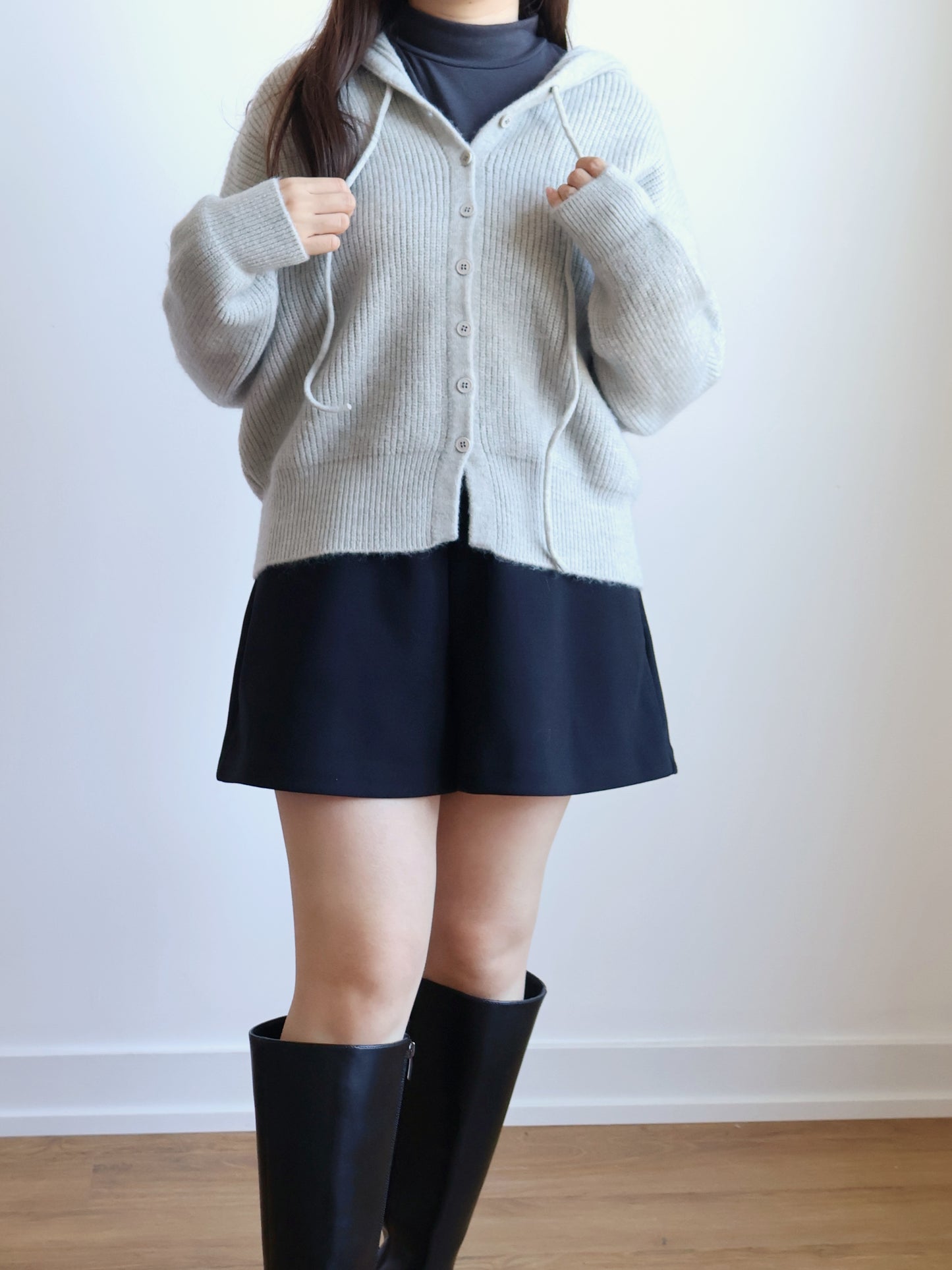Casual Button Hooded Knit Cardigan