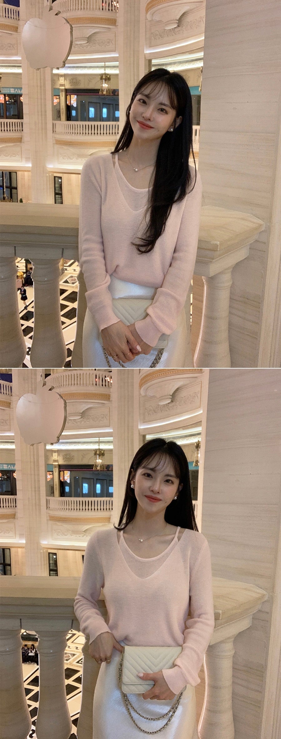 [6% Wool] Flutter V-Neck Attached Halter Knit Top(8 colors)