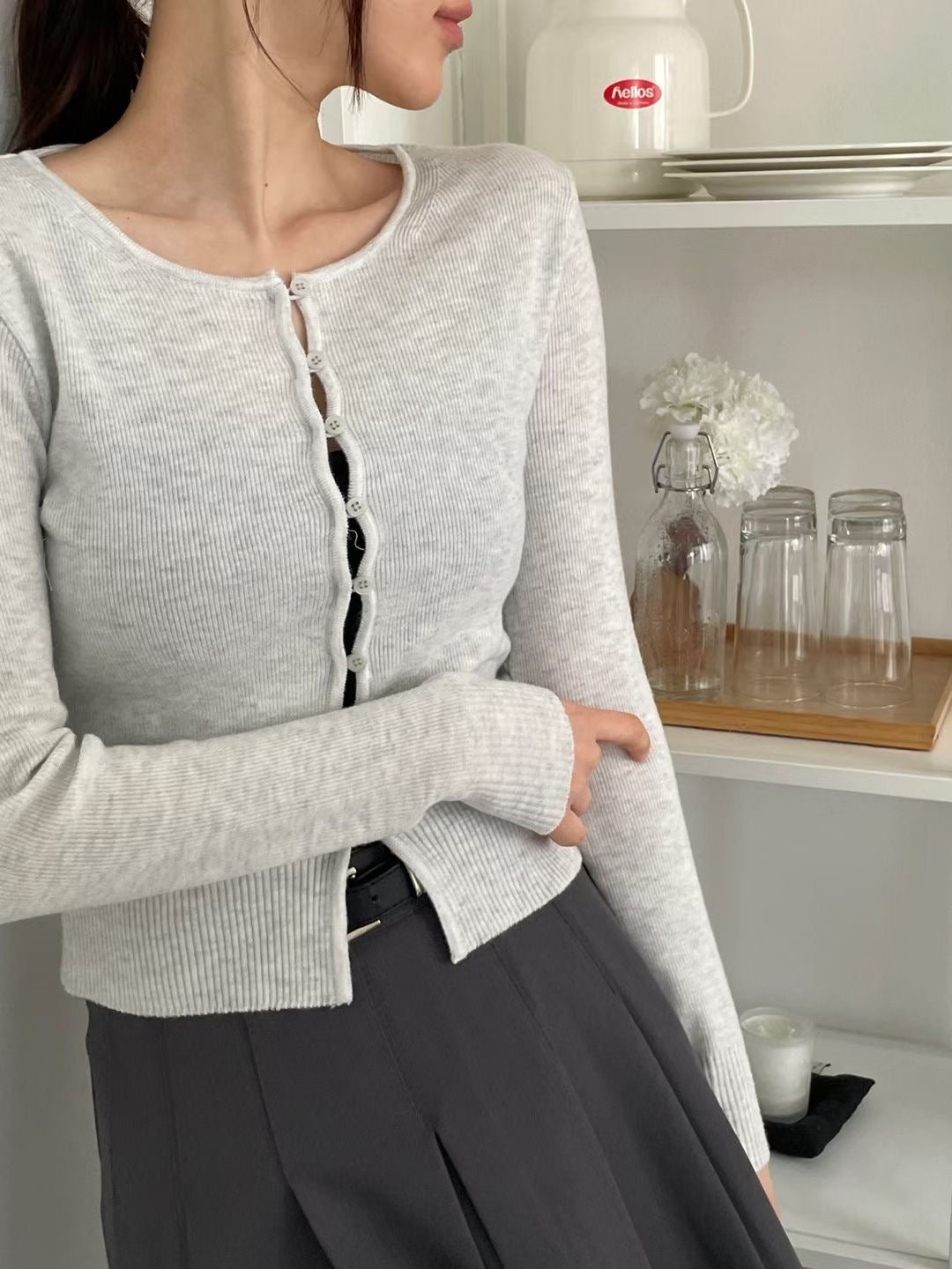 Layered Button-Knit Top(4 colors)