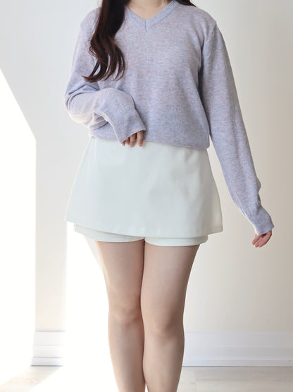Dreamy V-Neck Heather Sweater(Lavender)
