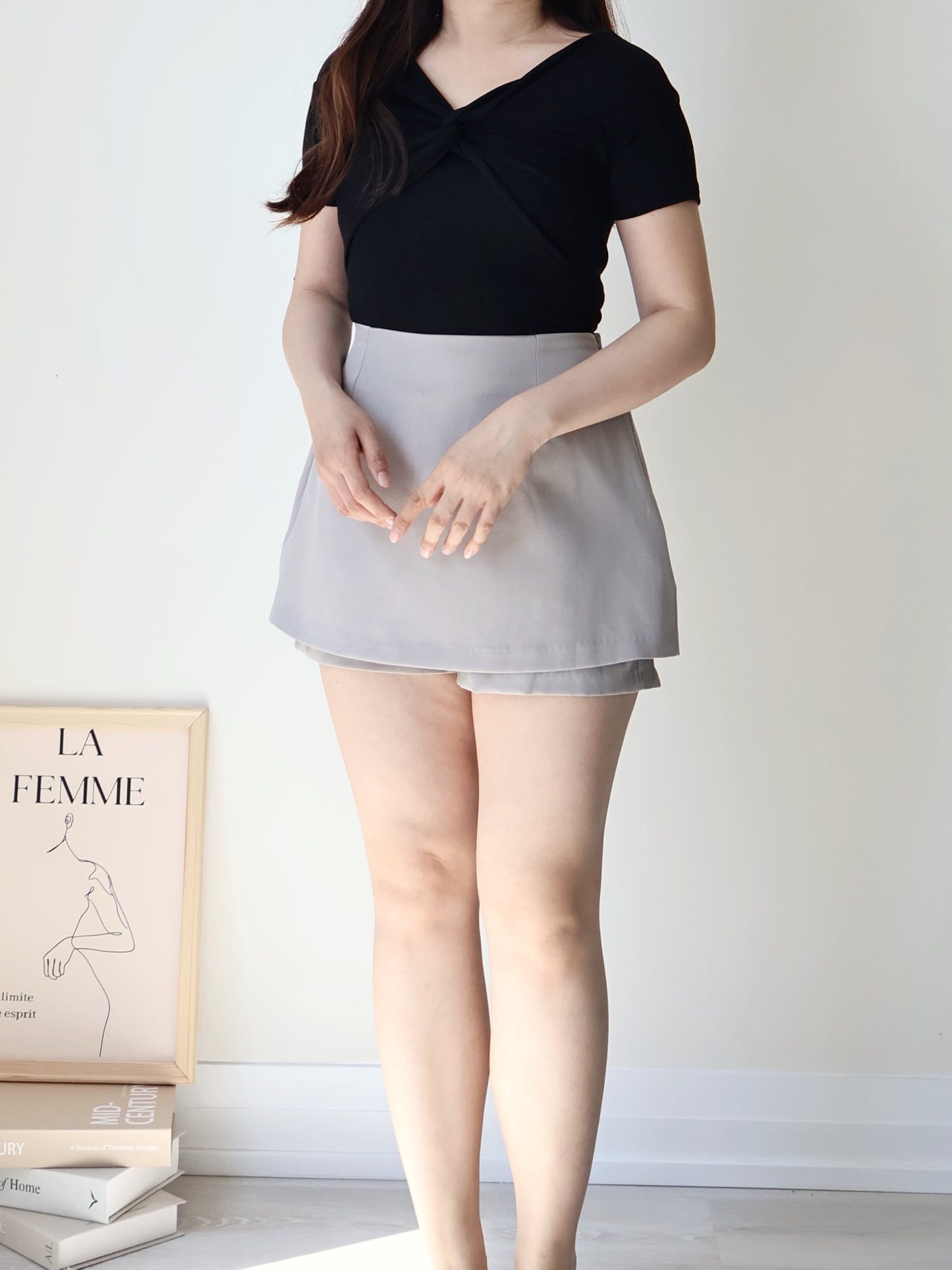 +5cm Leg-Elongating A-Line Tailored Skort(Mocha)