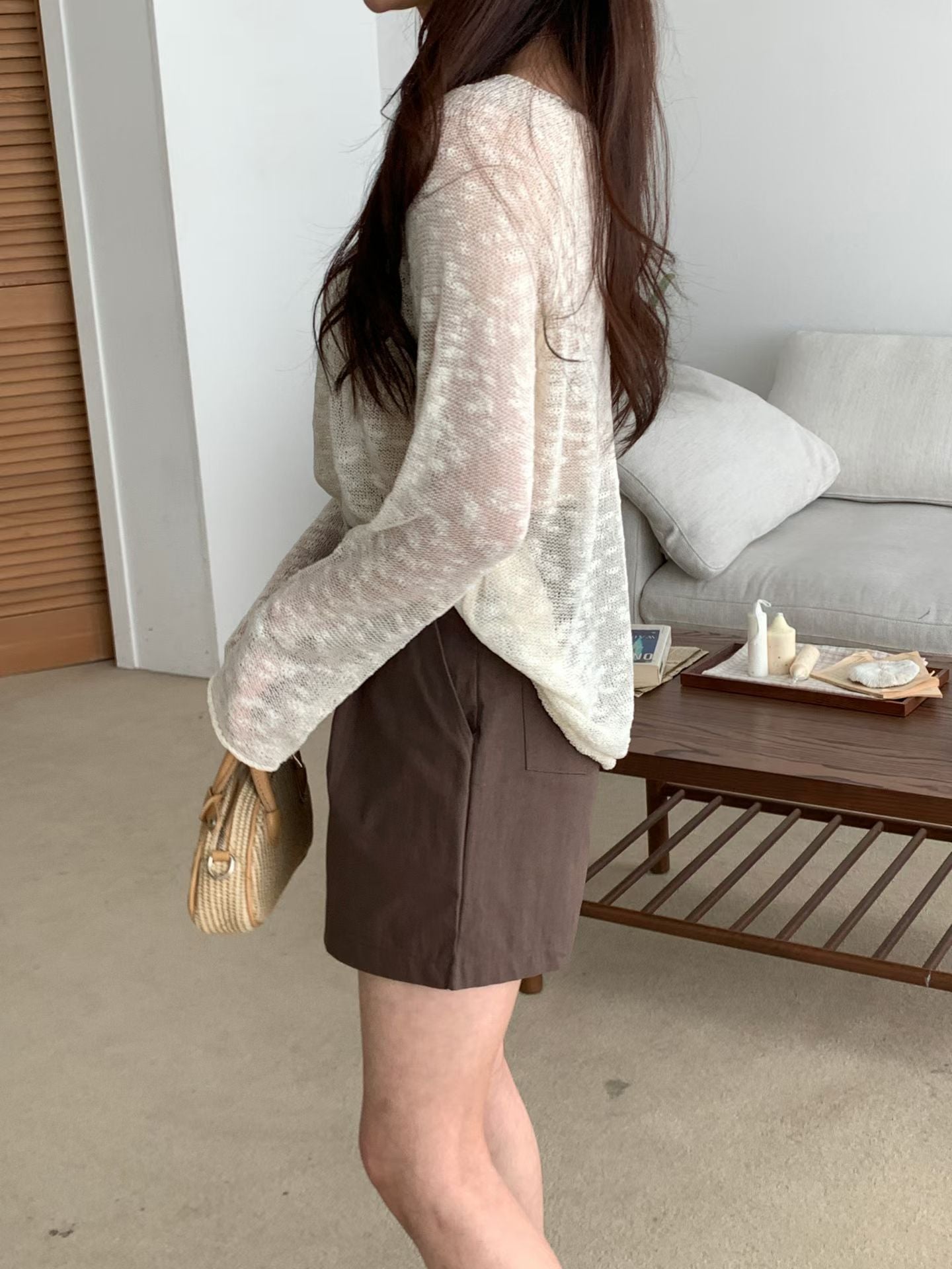 Melange Boat Neck Sheer Knit Top(4 colors)